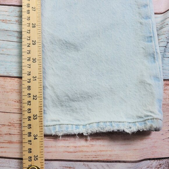Good American Distressed Light Wash High-Rise Jeans 4/27 Cotton & Elastane - Picture 9 of 10